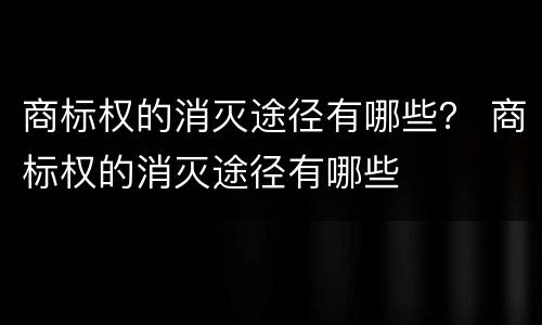商标权的消灭途径有哪些？ 商标权的消灭途径有哪些