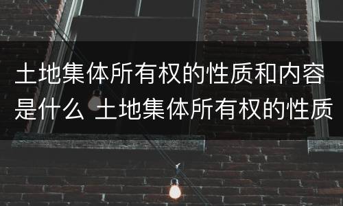 土地集体所有权的性质和内容是什么 土地集体所有权的性质和内容是什么