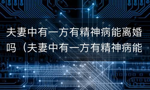 夫妻中有一方有精神病能离婚吗（夫妻中有一方有精神病能离婚吗知乎）