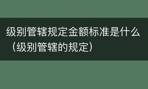 级别管辖规定金额标准是什么（级别管辖的规定）