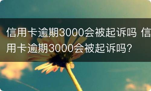 信用卡逾期3000会被起诉吗 信用卡逾期3000会被起诉吗?