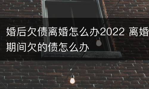 婚后欠债离婚怎么办2022 离婚期间欠的债怎么办