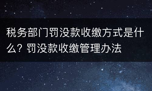 税务部门罚没款收缴方式是什么? 罚没款收缴管理办法
