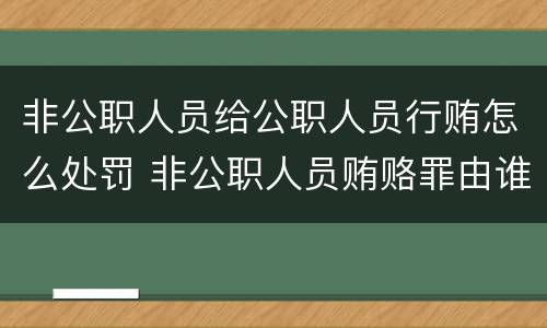 非公职人员给公职人员行贿怎么处罚 非公职人员贿赂罪由谁立案