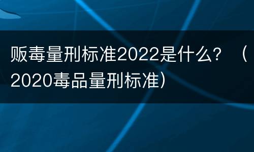 贩毒量刑标准2022是什么？（2020毒品量刑标准）