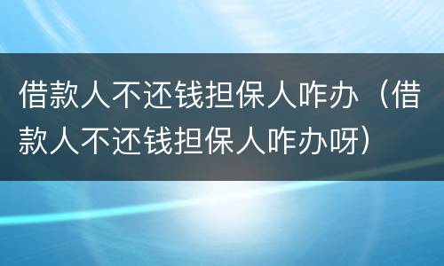 借款人不还钱担保人咋办（借款人不还钱担保人咋办呀）