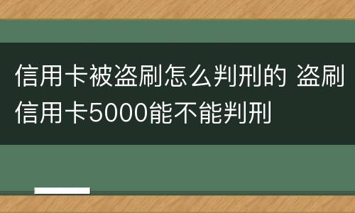 信用卡被盗刷怎么判刑的 盗刷信用卡5000能不能判刑