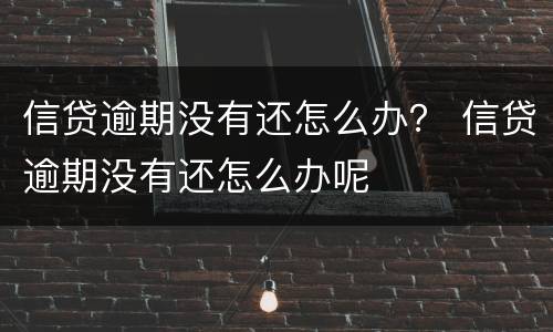 信贷逾期没有还怎么办？ 信贷逾期没有还怎么办呢