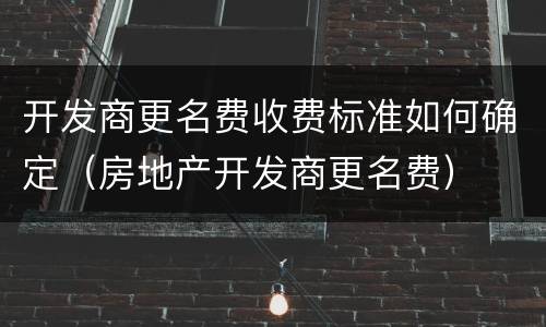 开发商更名费收费标准如何确定（房地产开发商更名费）