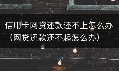 信用卡网贷还款还不上怎么办（网贷还款还不起怎么办）
