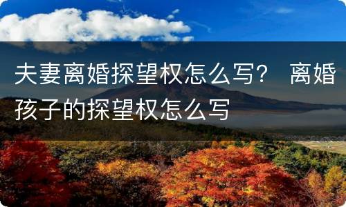 夫妻离婚探望权怎么写？ 离婚孩子的探望权怎么写