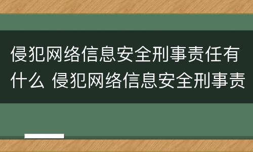 侵犯网络信息安全刑事责任有什么 侵犯网络信息安全刑事责任有什么特点