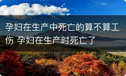 孕妇在生产中死亡的算不算工伤 孕妇在生产时死亡了
