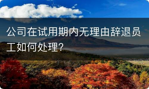 公司在试用期内无理由辞退员工如何处理?