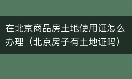 在北京商品房土地使用证怎么办理（北京房子有土地证吗）