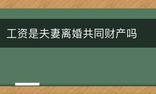 工资是夫妻离婚共同财产吗
