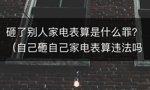 砸了别人家电表算是什么罪？（自己砸自己家电表算违法吗）