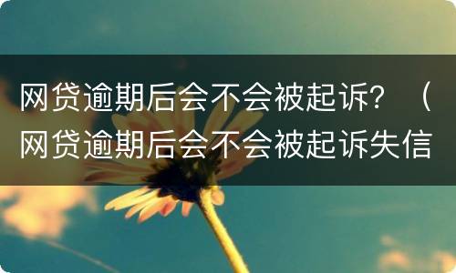 网贷逾期后会不会被起诉？（网贷逾期后会不会被起诉失信人员）