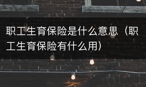 职工生育保险是什么意思（职工生育保险有什么用）