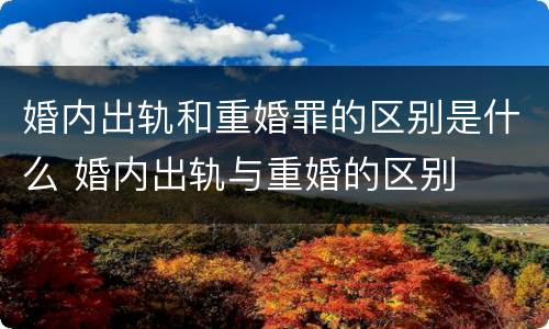 婚内出轨和重婚罪的区别是什么 婚内出轨与重婚的区别