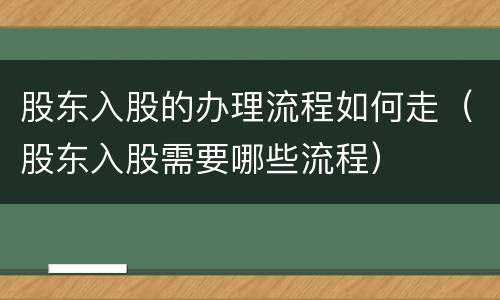 股东入股的办理流程如何走（股东入股需要哪些流程）