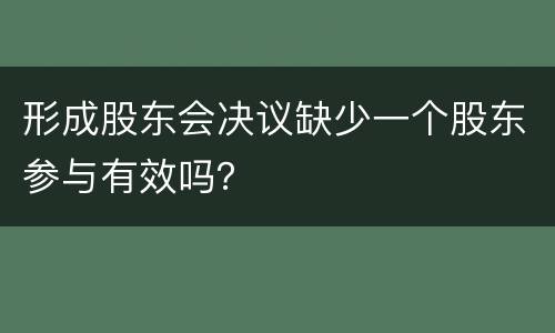形成股东会决议缺少一个股东参与有效吗？
