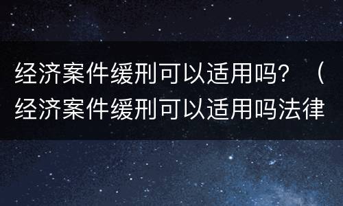 经济案件缓刑可以适用吗？（经济案件缓刑可以适用吗法律）