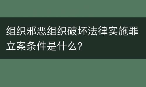组织邪恶组织破坏法律实施罪立案条件是什么？