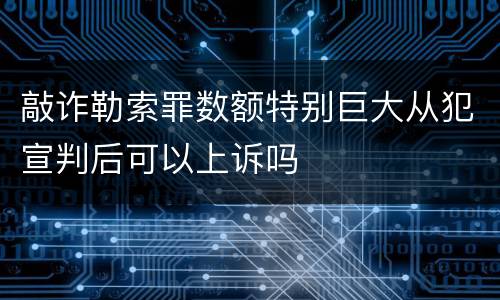 敲诈勒索罪数额特别巨大从犯宣判后可以上诉吗