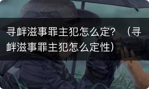 寻衅滋事罪主犯怎么定？（寻衅滋事罪主犯怎么定性）
