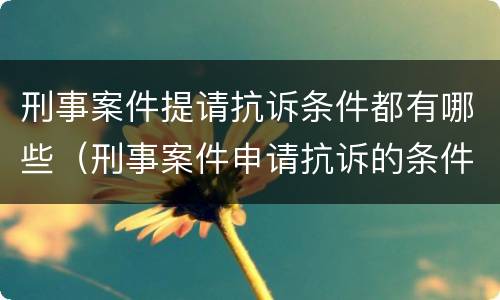 刑事案件提请抗诉条件都有哪些（刑事案件申请抗诉的条件）