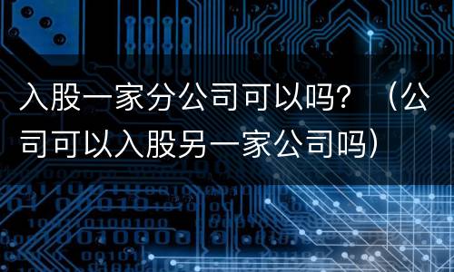 入股一家分公司可以吗？（公司可以入股另一家公司吗）