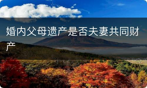 婚内父母遗产是否夫妻共同财产