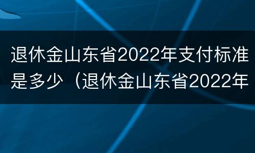 退休金山东省2022年支付标准是多少（退休金山东省2022年支付标准是多少钱）