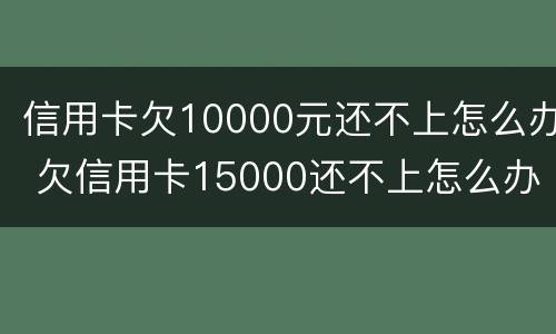信用卡欠10000元还不上怎么办 欠信用卡15000还不上怎么办