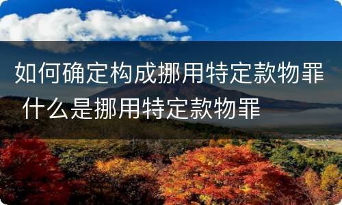 如何确定构成挪用特定款物罪 什么是挪用特定款物罪