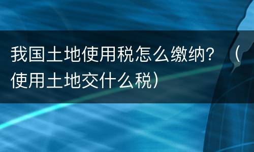 我国土地使用税怎么缴纳？（使用土地交什么税）