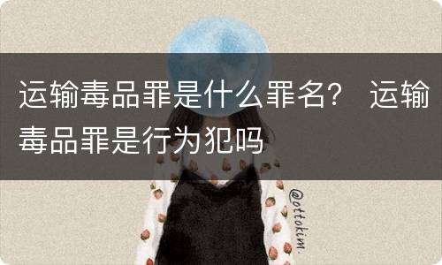 运输毒品罪是什么罪名？ 运输毒品罪是行为犯吗