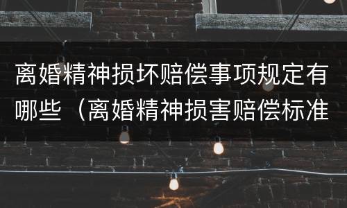 离婚精神损坏赔偿事项规定有哪些（离婚精神损害赔偿标准）