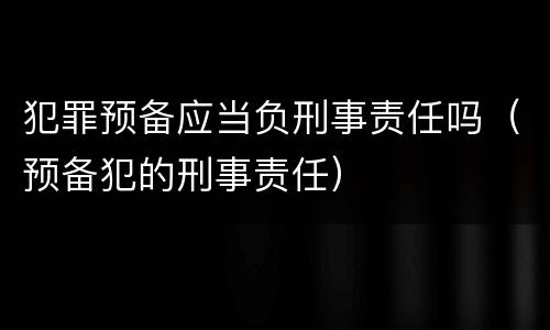 犯罪预备应当负刑事责任吗（预备犯的刑事责任）