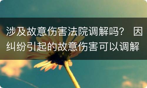 涉及故意伤害法院调解吗？ 因纠纷引起的故意伤害可以调解吗