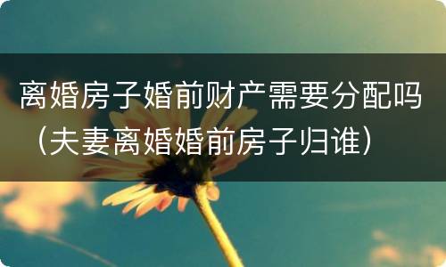 离婚房子婚前财产需要分配吗（夫妻离婚婚前房子归谁）