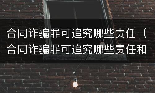 合同诈骗罪可追究哪些责任（合同诈骗罪可追究哪些责任和义务）