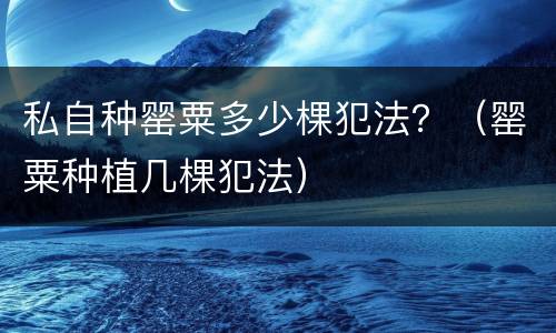 私自种罂粟多少棵犯法？（罂粟种植几棵犯法）