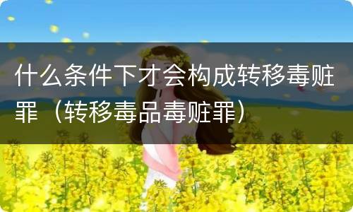 什么条件下才会构成转移毒赃罪（转移毒品毒赃罪）