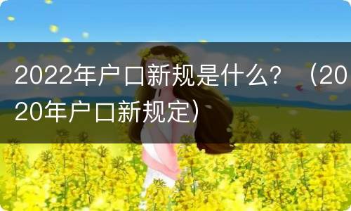 2022年户口新规是什么？（2020年户口新规定）