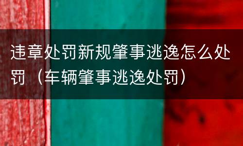 违章处罚新规肇事逃逸怎么处罚（车辆肇事逃逸处罚）
