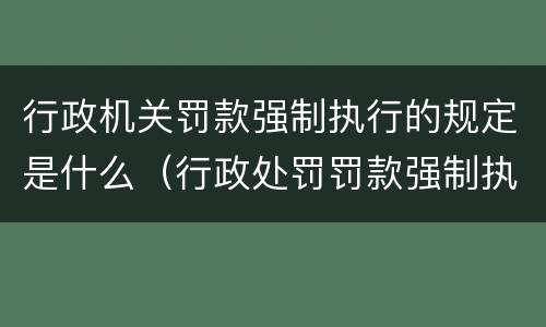 行政机关罚款强制执行的规定是什么（行政处罚罚款强制执行）
