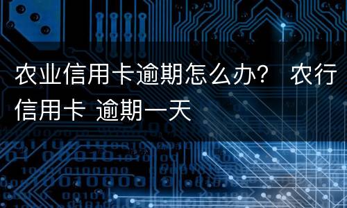 农业信用卡逾期怎么办？ 农行信用卡 逾期一天