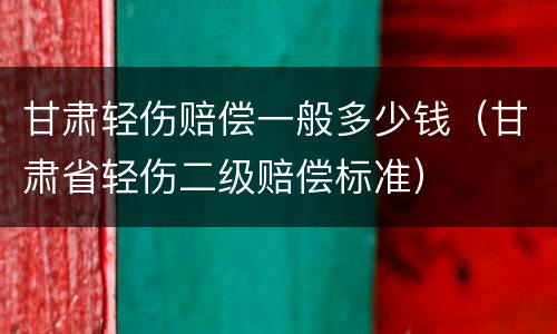 甘肃轻伤赔偿一般多少钱（甘肃省轻伤二级赔偿标准）
